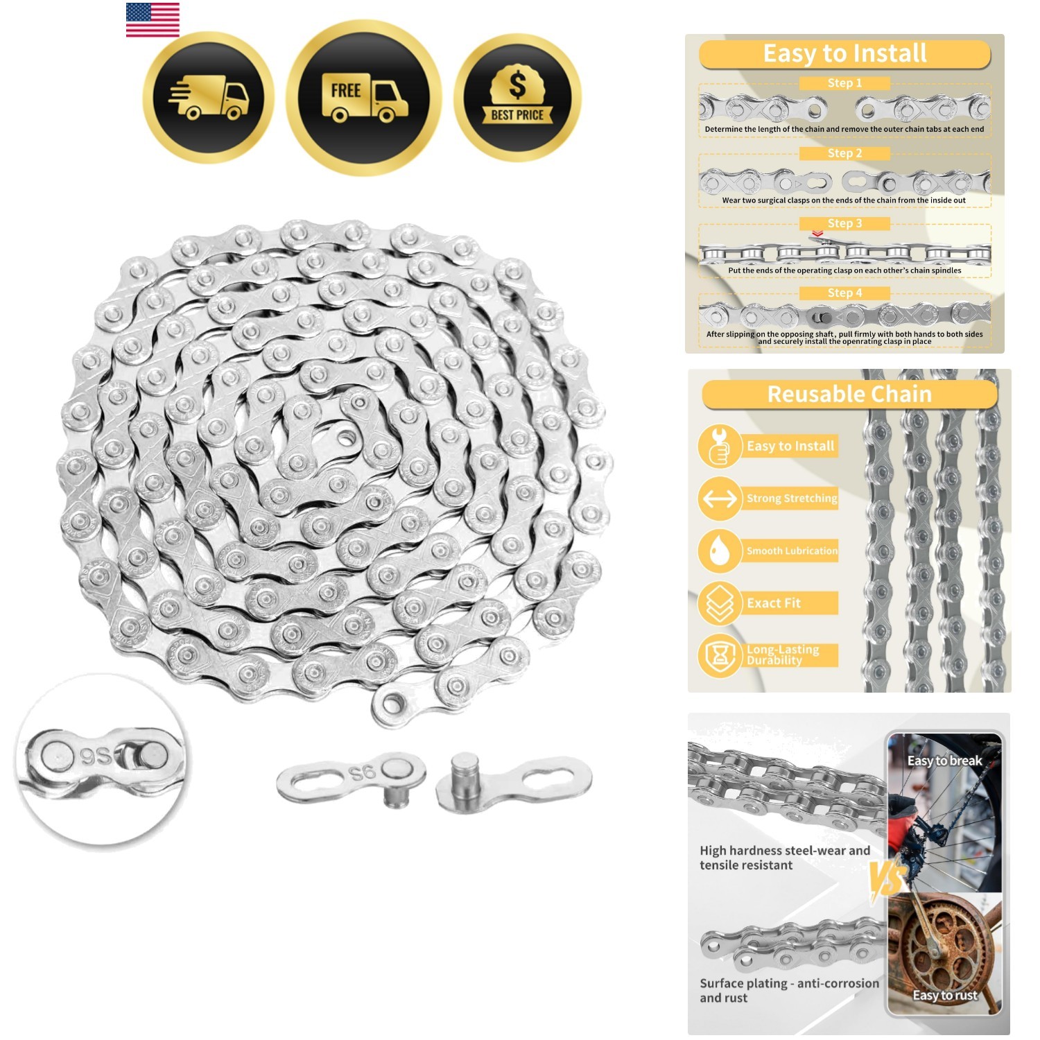 9/18/27 Speed Bike Chain, Bicycle Chain for Road Bicycles,Mountain Bike,MTB M…