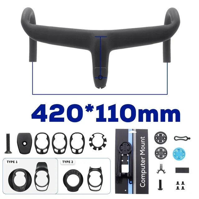Carbon Fiber Bicycle Handlebar Road Bike Drop Handlebars with Computer Mount