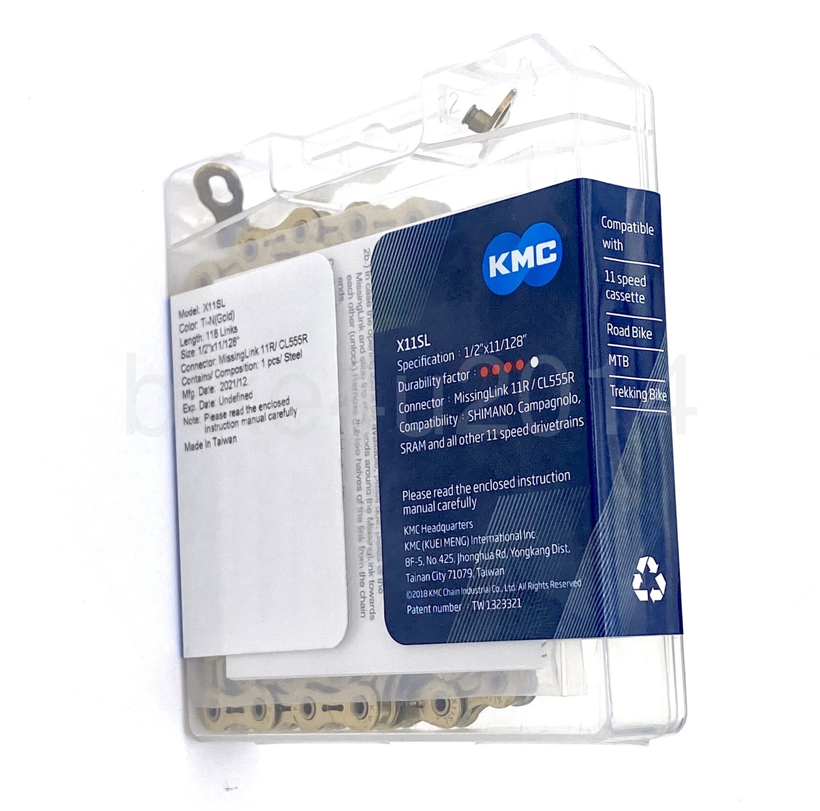 KMC X11SL Ti-N Gold Bicycle Bike Chain 11 Speed Shimano/SRAM 118 Links
