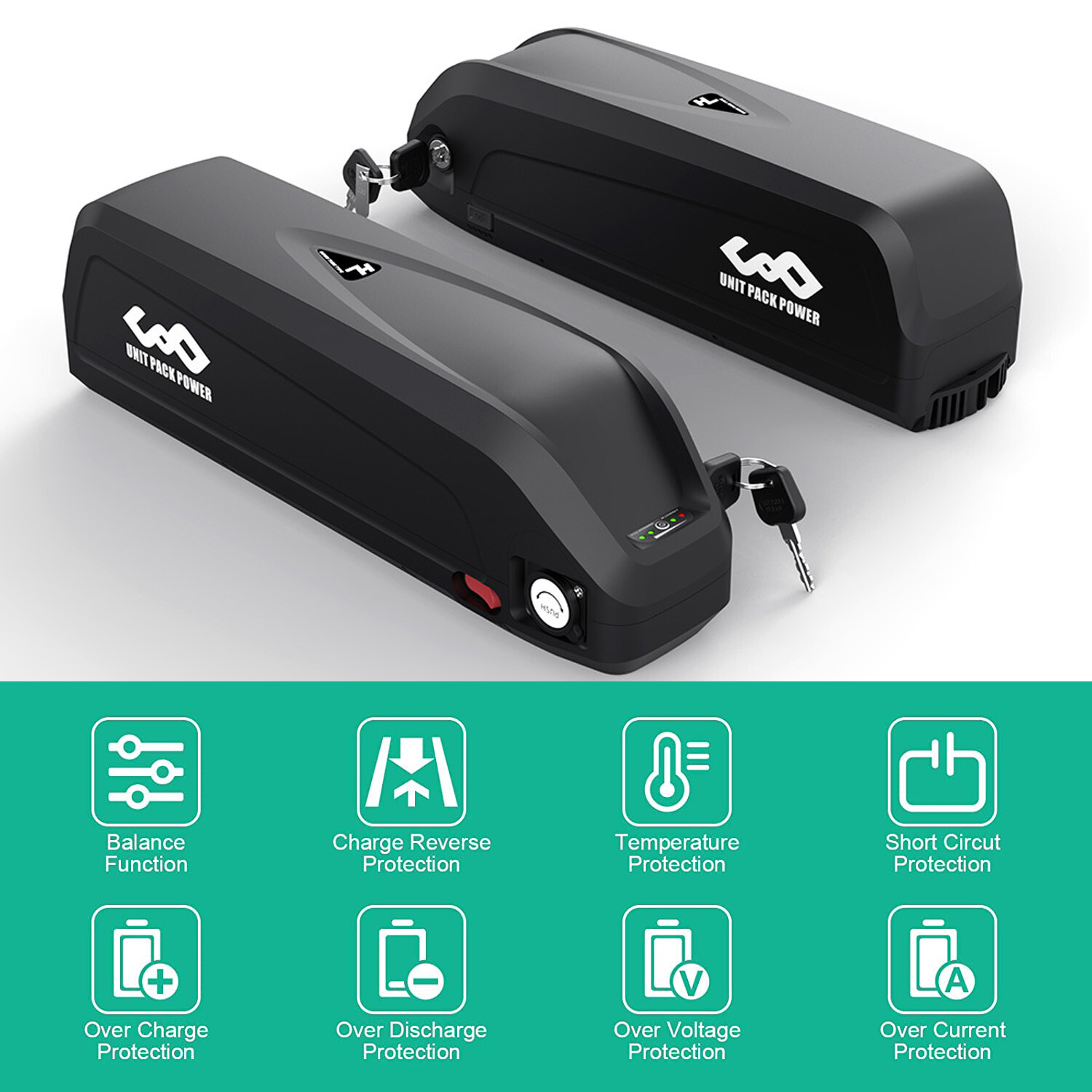 UPP 36V 48V 52V 20Ah 15Ah 13Ah Hailong Ebike Battery Pack for 0-1500W Motor USB