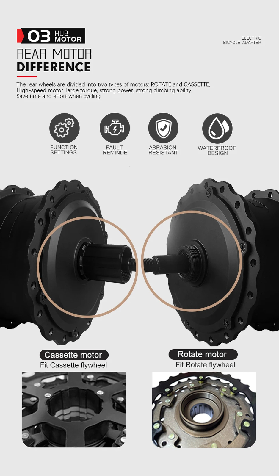 Fat Tire Snow E-bike 36V 48V 500W 20 24 26in Front Rear Brushless Gear Hub Motor