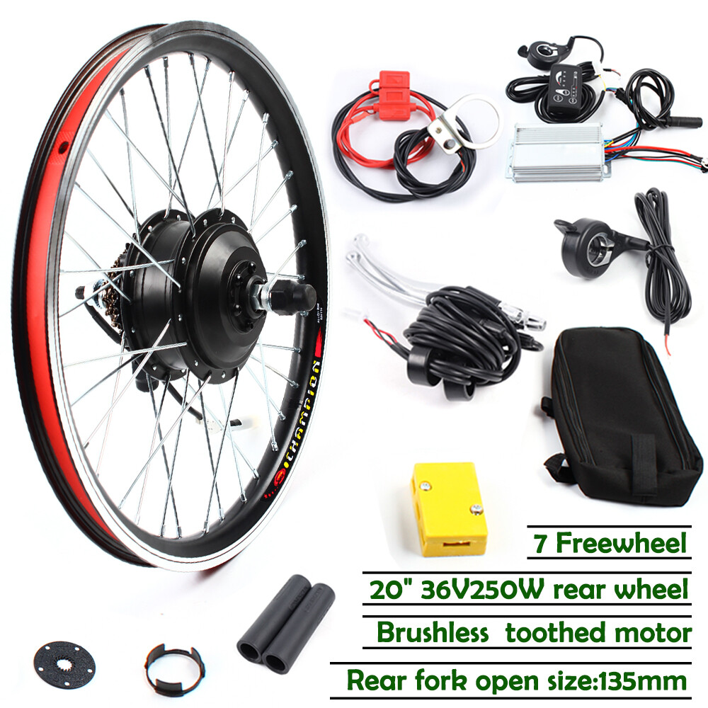 36V 250W 20″ E-Bike Rear Wheel Motor Hub Conversion Kit Electric Bicycle Cycling