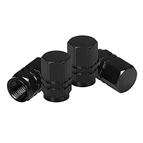 4 PCS Tire Stem Valve Caps Wheel Valve Covers Car Dustproof Tire Cap, Black