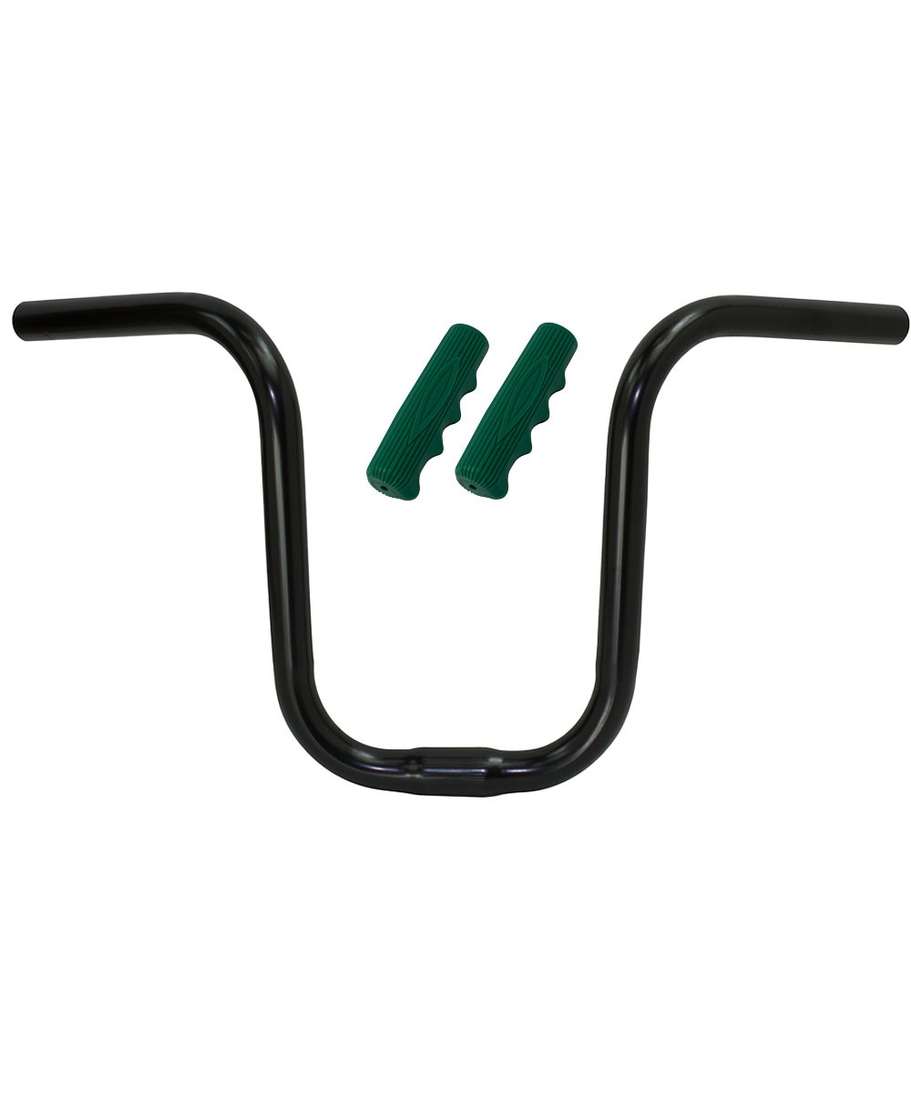 OG Lowrider U Handlebar 9″ Black & Green Kraton Rubber Grips