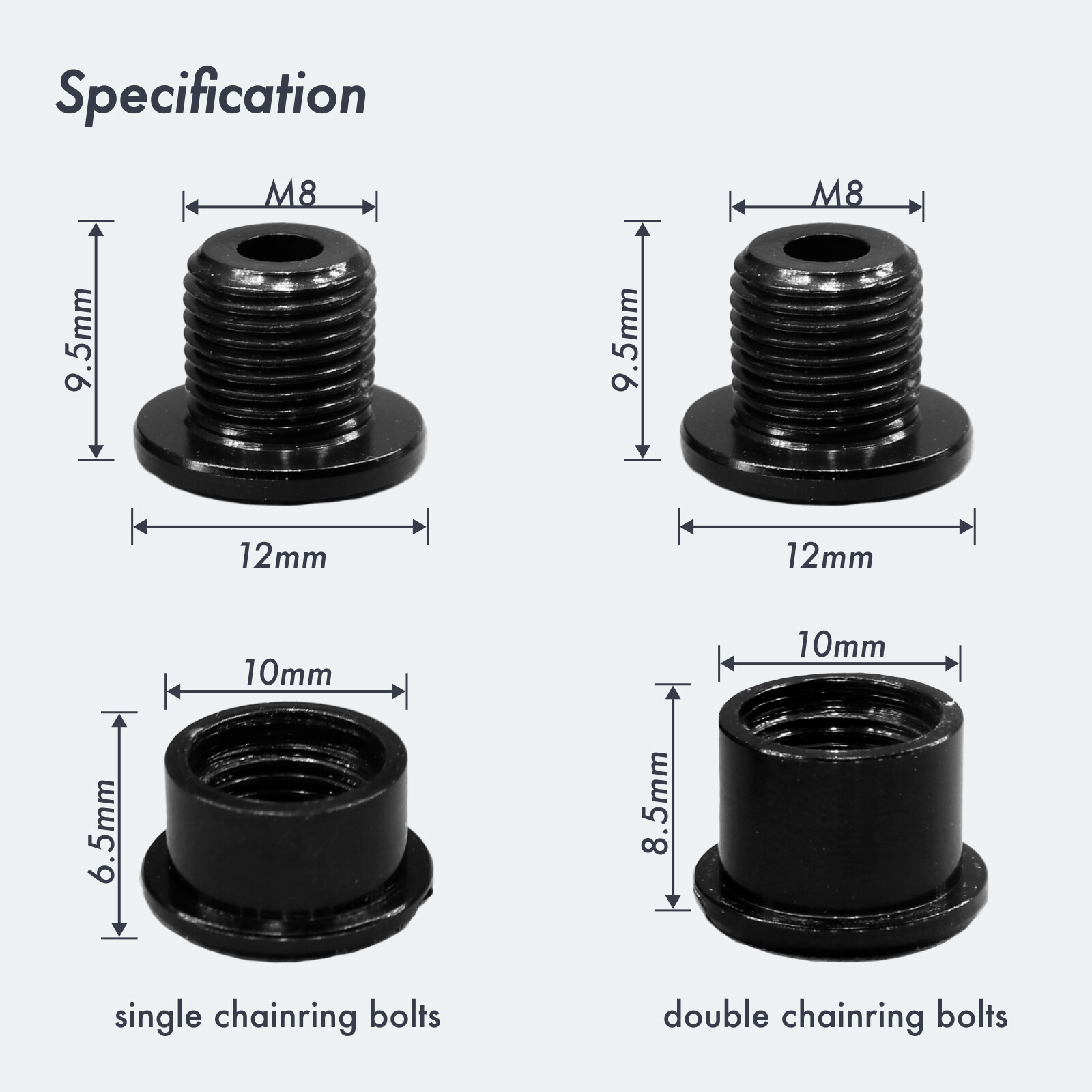 DJC Bike Chainring Bolts 5pcs with 2 Wrenchs Aluminum Steel Single Double Screws