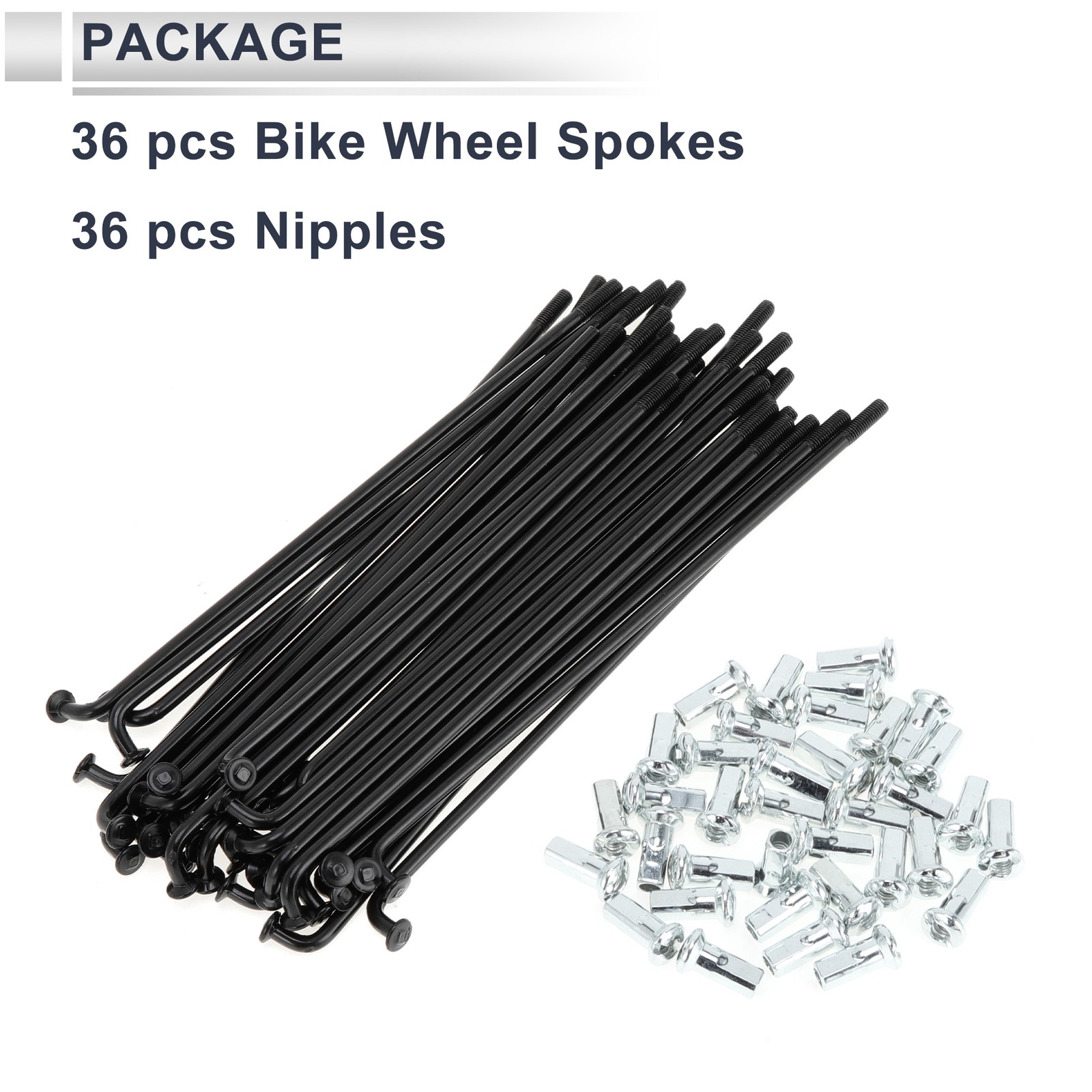 1 Set 12G 114mm Length Bicycle Spokes Nipple Carbon Steel Black Universal