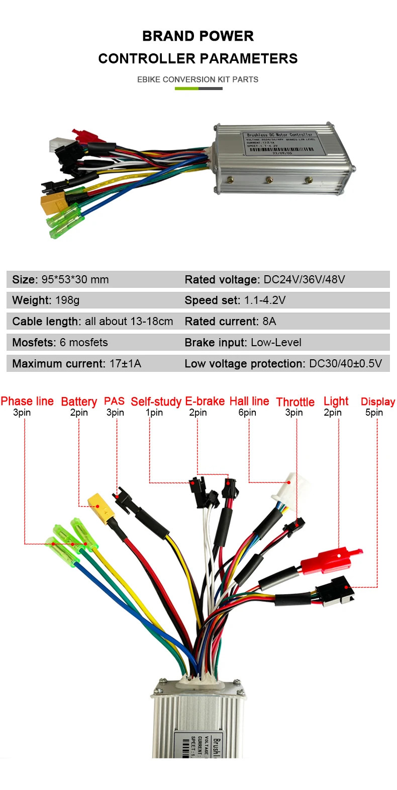 Ebike JN 17A Three-Mode Sinewave with V889 115PDD MS-BK-2R TT-008 KT-BZ-4(8) Use