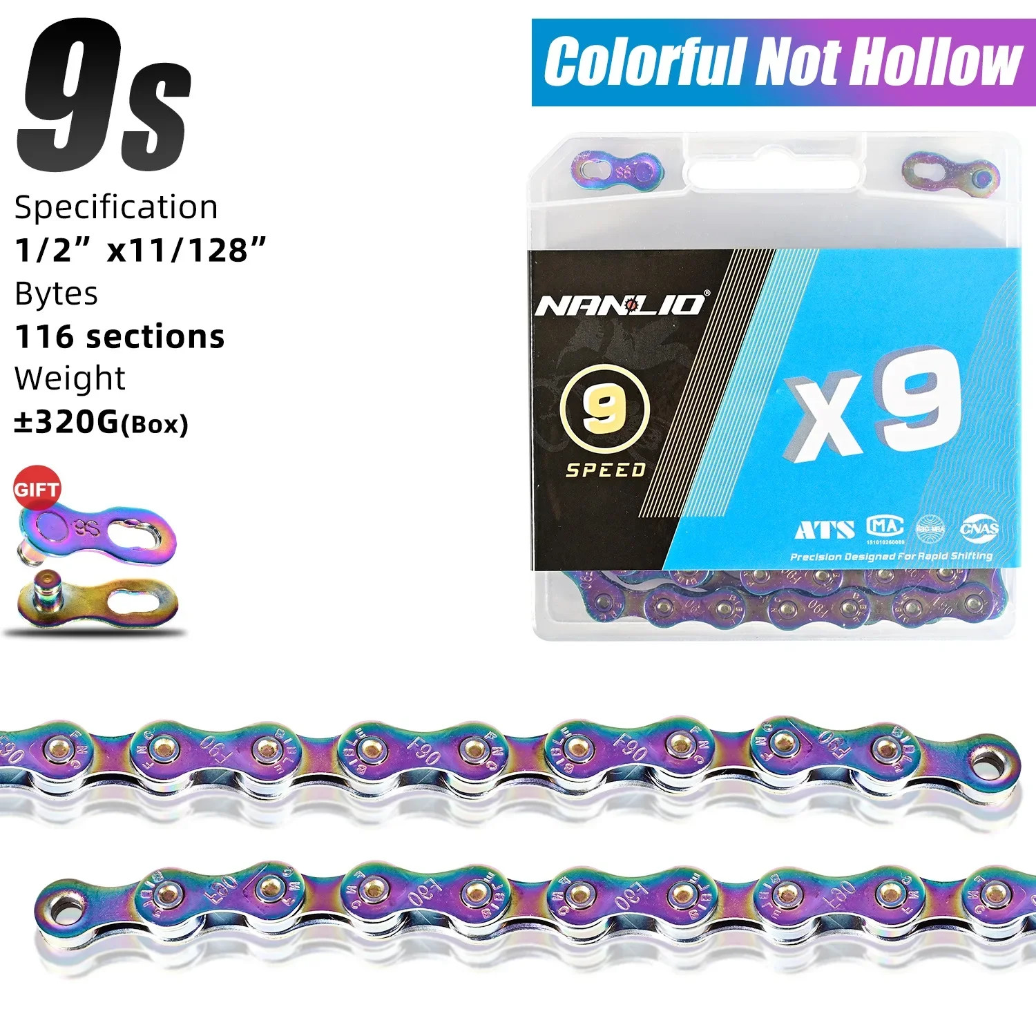 Nanlio X8 X9 X10 X11 X12 Speed Bike Chain 116/126L MTB Road Bicycle Chain