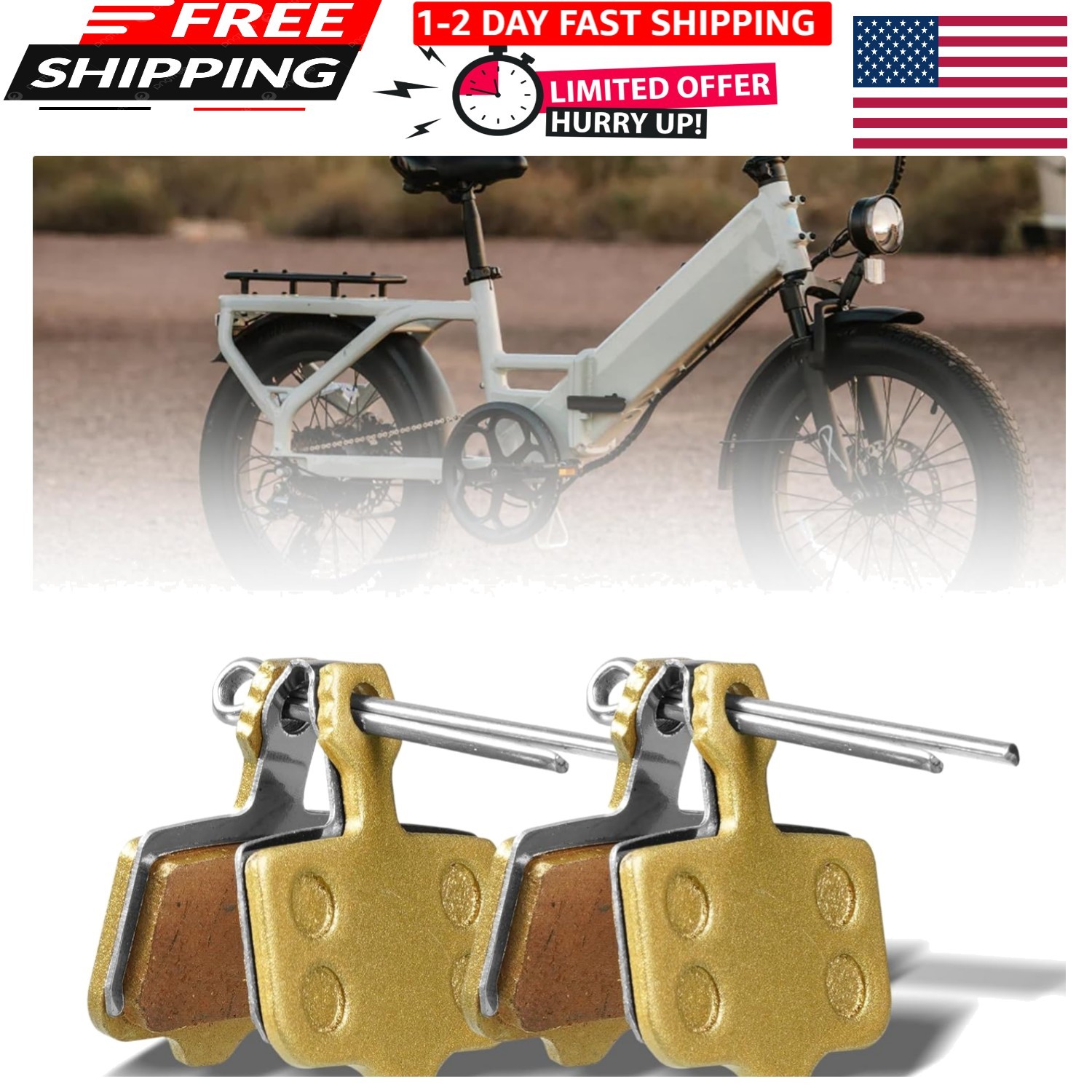2Pcs E-Bike Brake Pads for Lectric XP Trike1&2/XP3&4/Xpeak/Xpress/Xpedition/X…