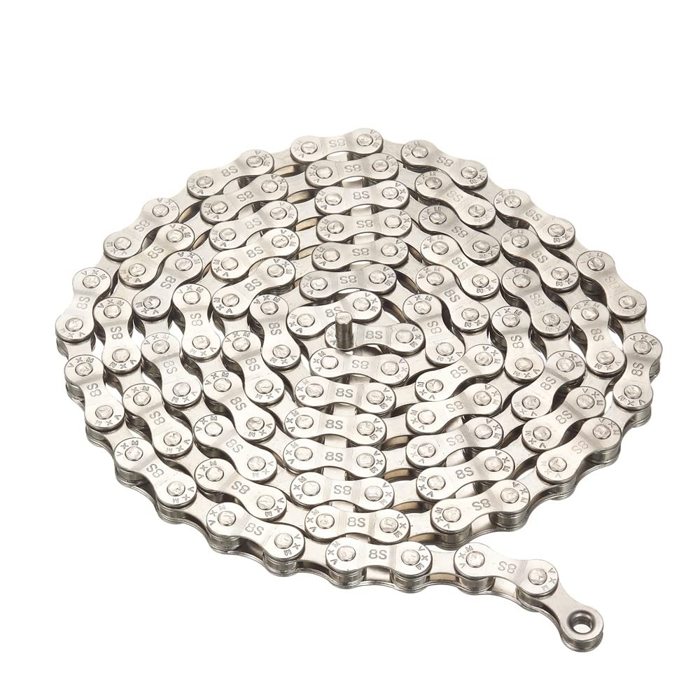 YBEKI 6/7/8/9/10/11 Speed Carbon Steel Bike Chain with Full Silver Plating, 116