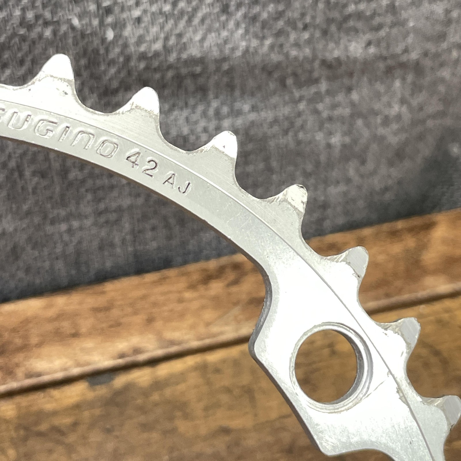 Vintage Sugino 52/42T Chainring Set 144 BCD 5-Arm Silver Road Race Alloy AJ