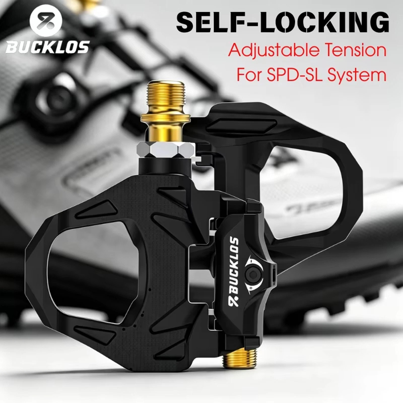 BUCKLOS Pedal For Shimano PD-R8000 PD-R7000 SPD-SL Clipless Pedals with Cleats