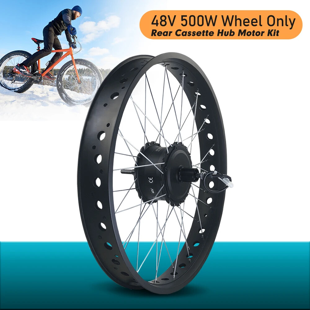 20 24 26″ 4.0 Tire Snow E-Bike Motor Kit 36 48V 500W Rear Cassette Motor Wheel