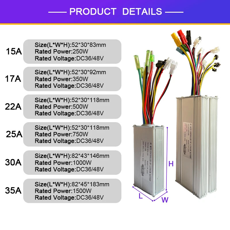 15A-35A E-bike Controller 250W 350W 500W 1000W 1500W Brushless Controller