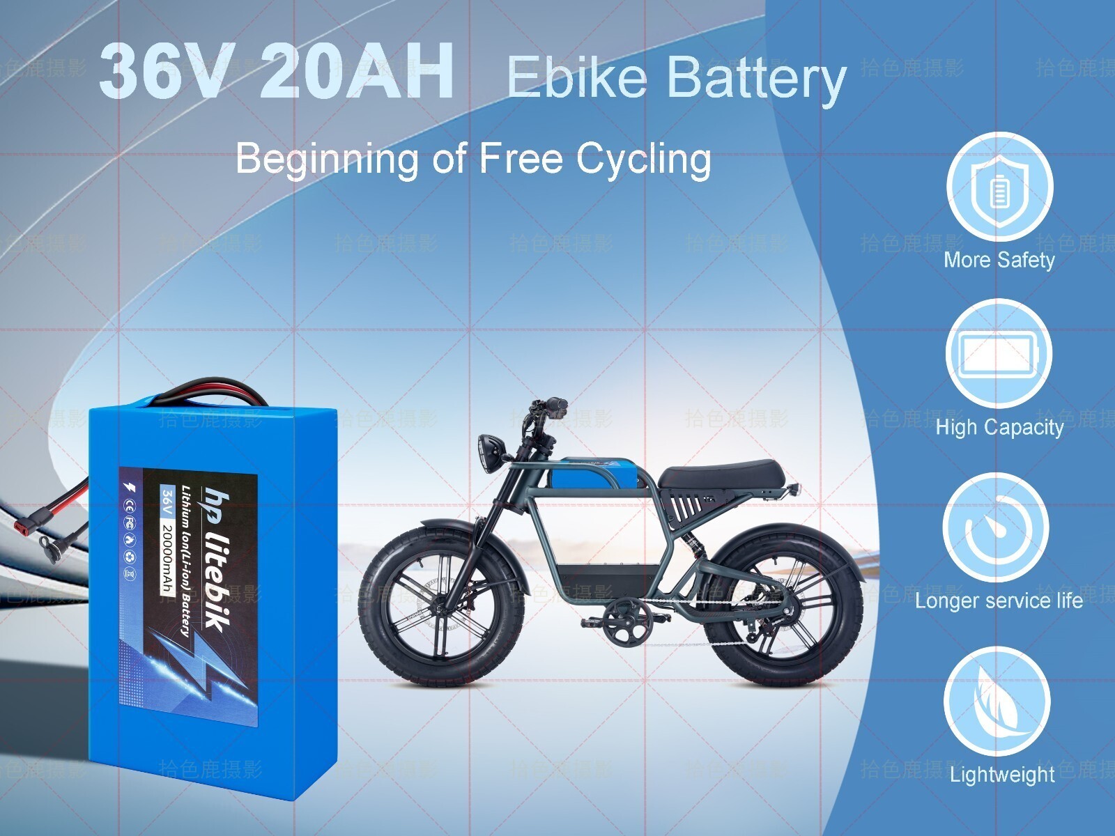 36V 20AH Li-ion Battery for≤1000W Ebike Scooter Electric Bicycle Charger 30A BMS