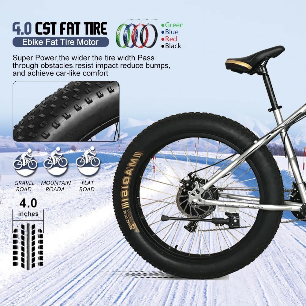 Snow E-bike Conversion Kit 36V 48V 500W 20/26inch Rear Rotate Wheel Hub Motor