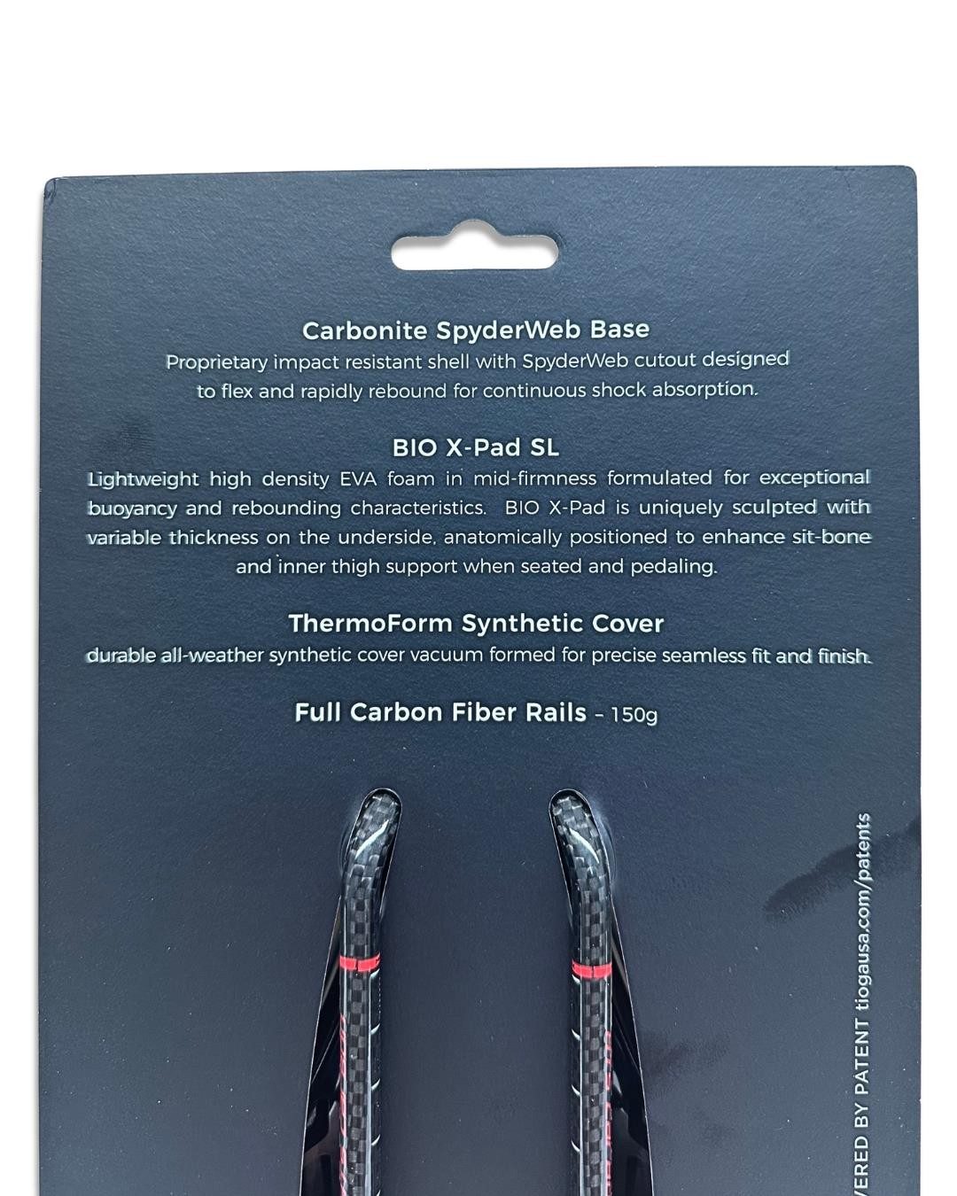 Tioga Undercover Stratum Carbon Bike Saddle Carbon Rails 285x140mm 150g