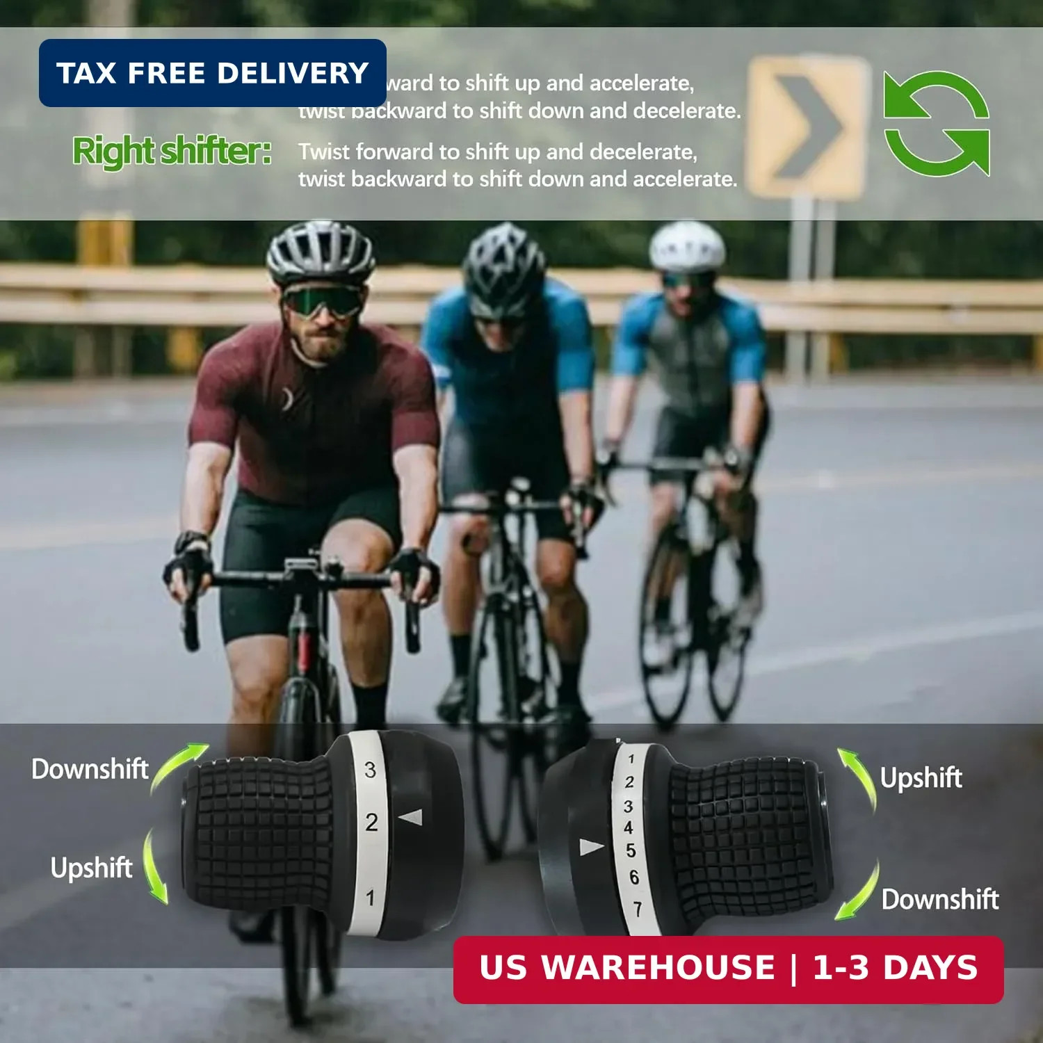 3×7 Speed Bike Shifter Set, 21 Speed Twist Grip Gear Shifters with Cables & Hand