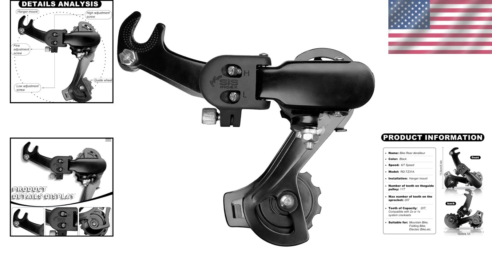 Durable Aluminum Alloy Rear Derailleur for Mountain Bike