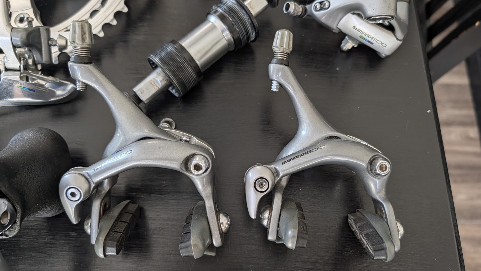 Shimano 600 Road Bike Build Kit Silver/Black Crankset Brakes Shifters BB