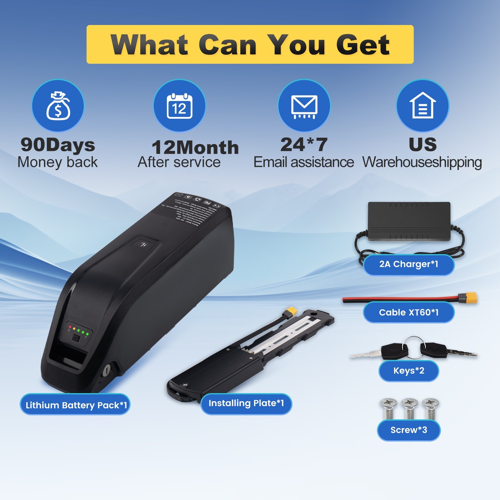 UUG 48V 15Ah Battery 48V Battery with 4-Pin 5-Pin Connector 200W-1500W