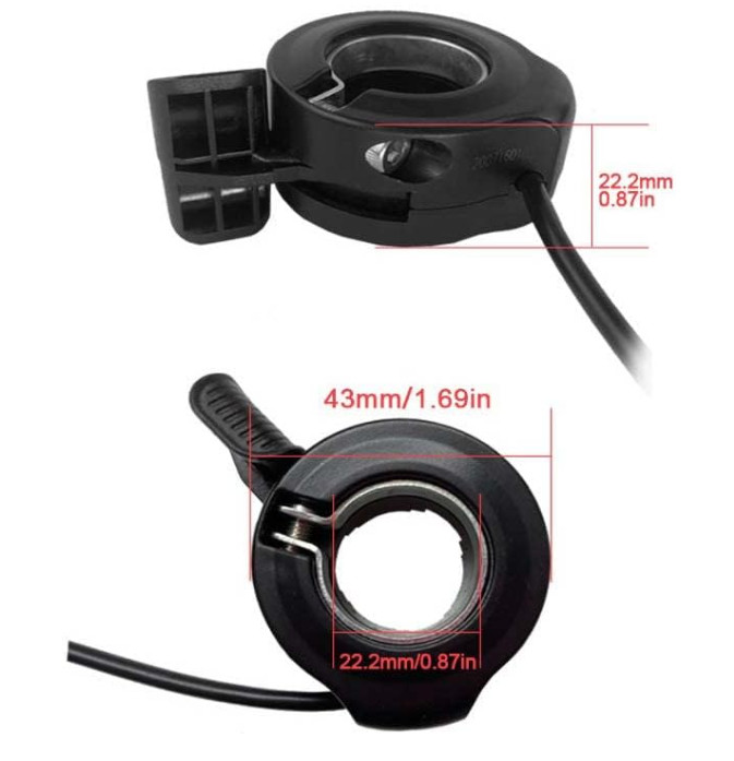Schuck E-Bike Thumb Throttle 130X,Waterproof Accelerator,22.2mm/0.87in Handlebar