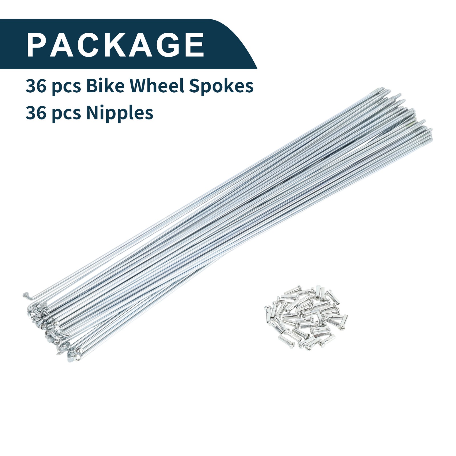 1 Set 14G 265mm Length Bicycle Spokes Nipple Carbon Steel Galvanized Universal