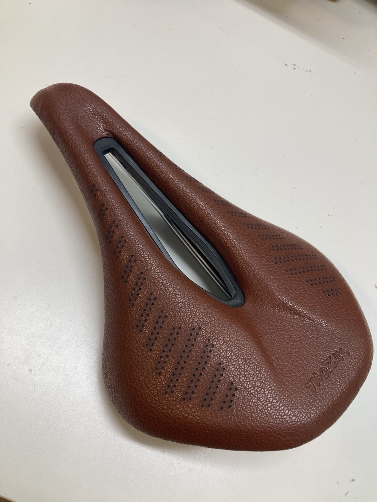 Brown leather saddle 160mm x 250mm road gravel mountain bike seat power short