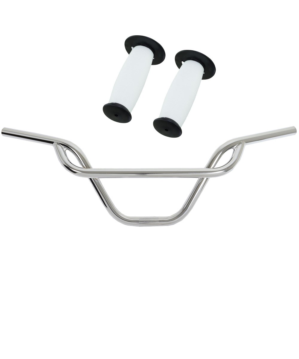 PRO+ 325 Chrome Handlebar & White Mushroom Grips