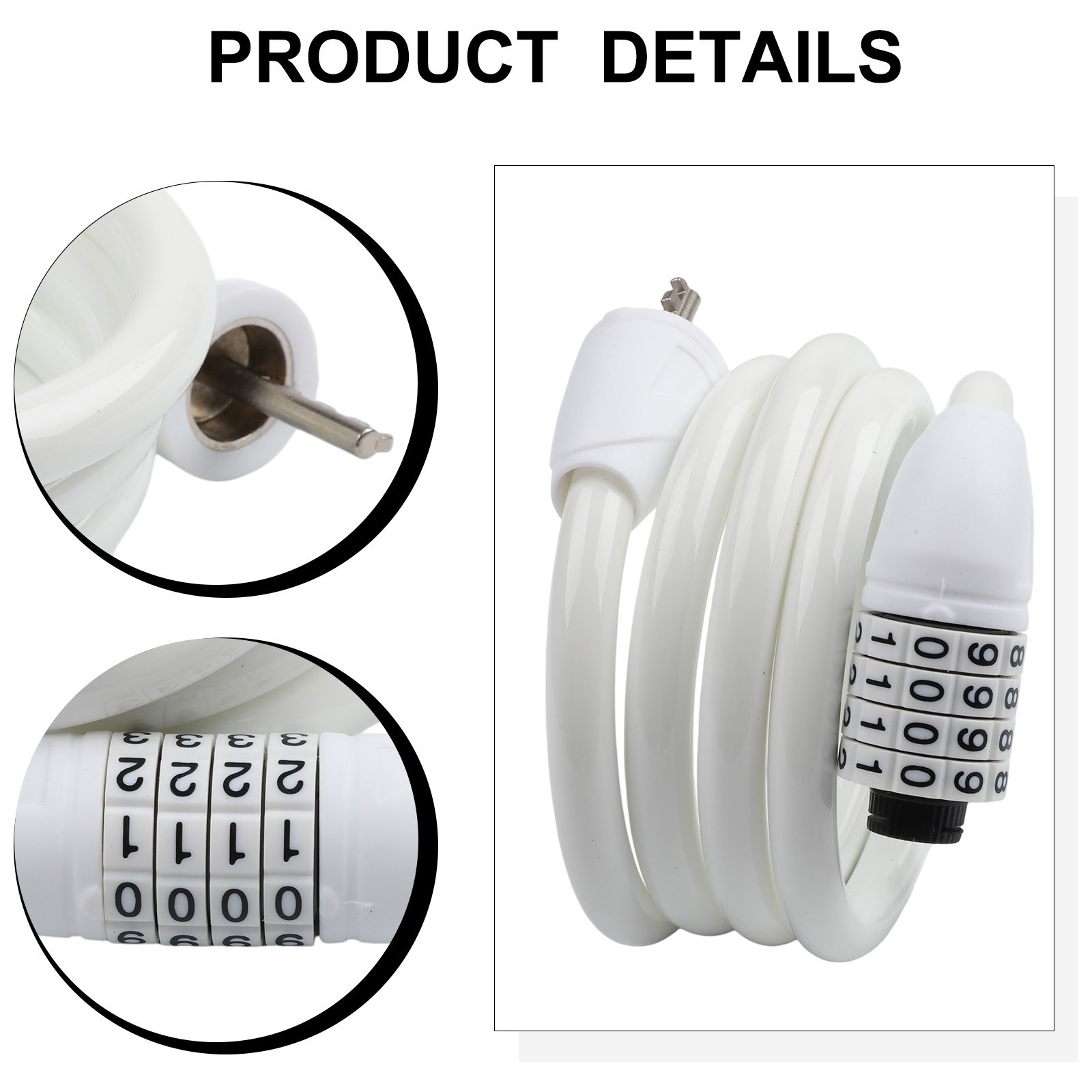 4 Digit Combination Bike Lock 120cm Steel Cable for Bicycle Safety