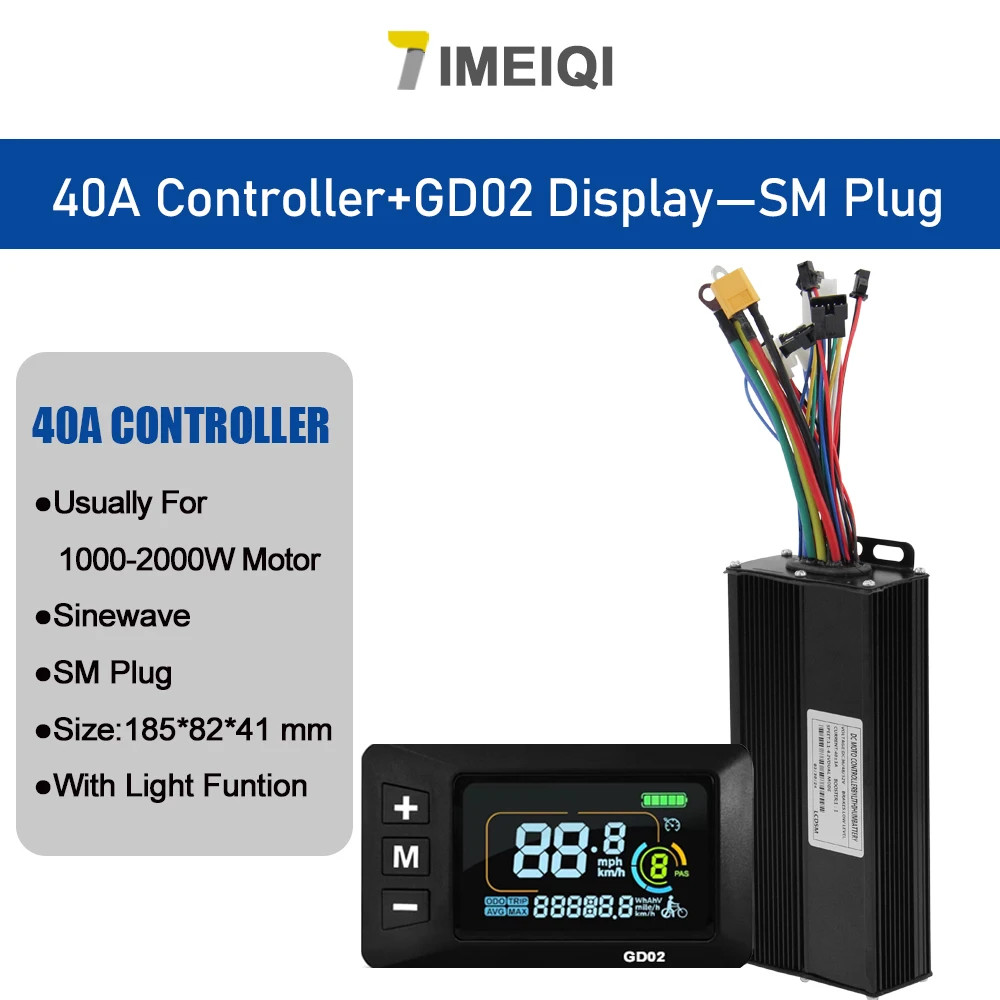 Ebike Sine Wave Controller 36V 48V 52V 40A Three-Mode with S866 S966 LCD Display