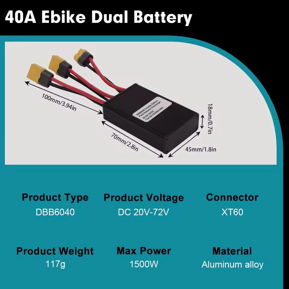 Dual Battery Discharge Converter for Ebike 20A-120A Dual Battery Pack 20V-100V