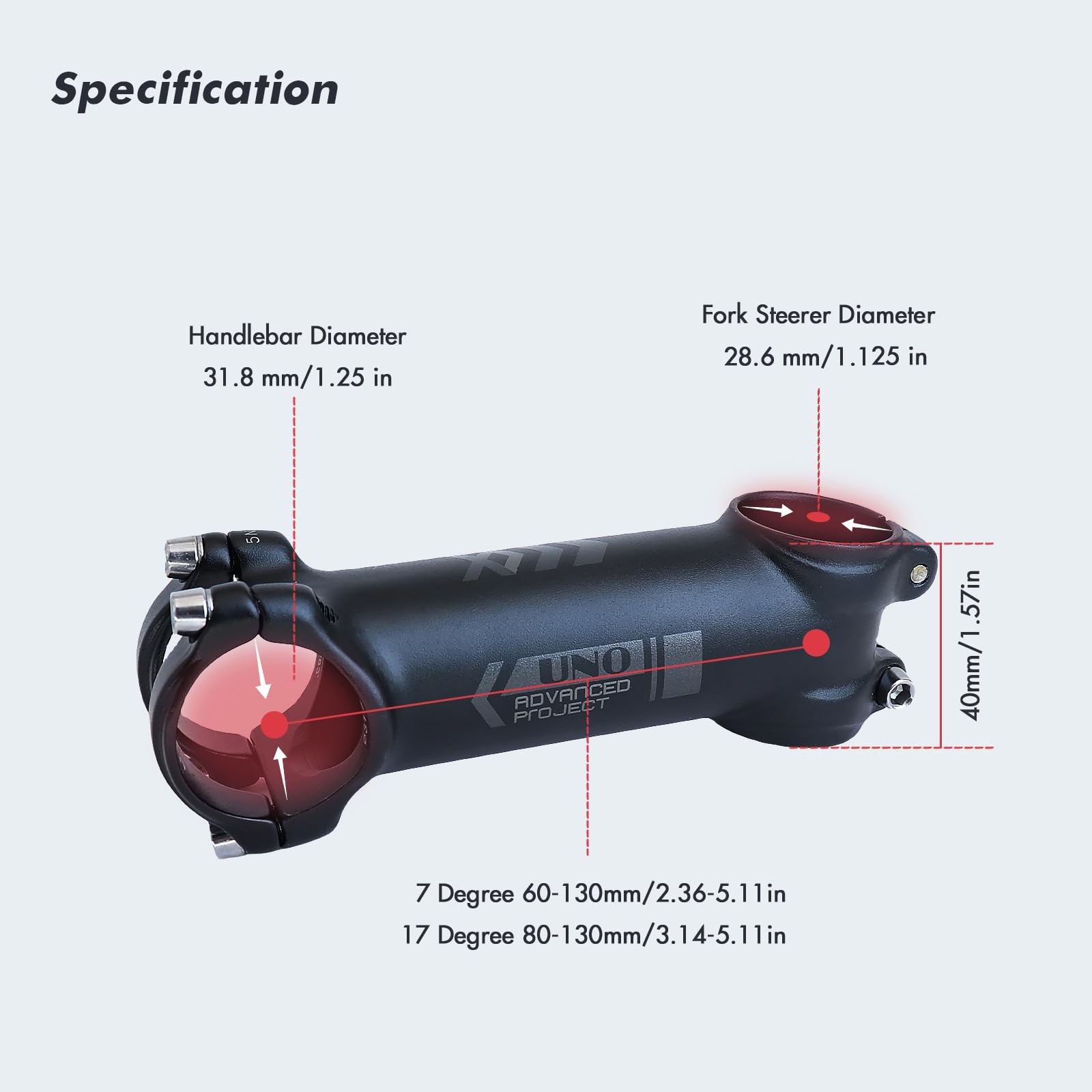 DJC UNO Bike Stem Ultralight -7 Degree for 31.8mm – 100mm