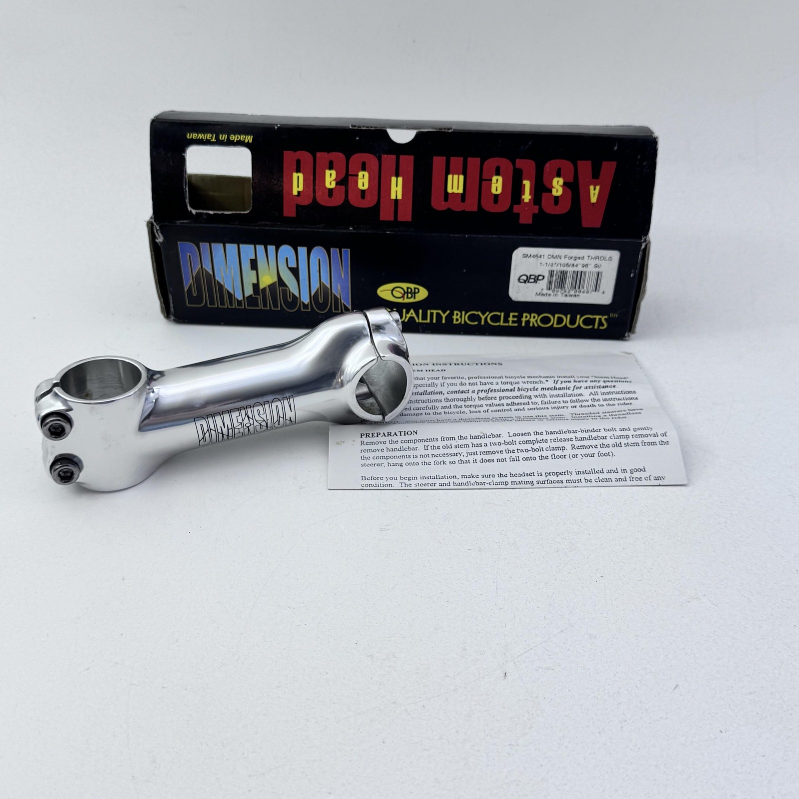 Dimension Threadless Stem 11/8 105/84mm Silver Forged Alloy QBP SM4541 DMN A47