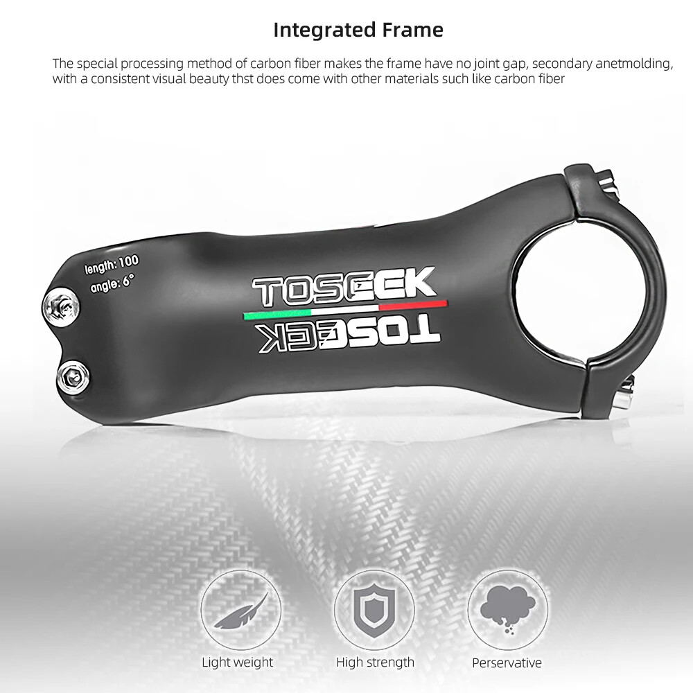 Road Mountain Power Bike Handlebar Carbon Stem 6 Degree 80/90/100/110mm 31.8mm