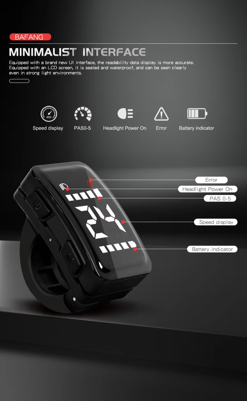 Mini DZ40 Display 24/36/48V E-bike Intelligent LCD Screen 5PIN Female Waterproof