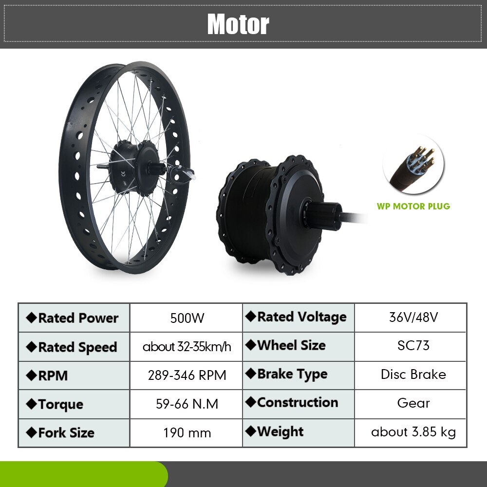36V 48V 500W Rear Cassette Brushless Gear Motor Conversion Kit 20 26 Inch Wheel