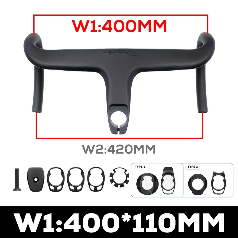 Road Bike Internal Cable Integrated Carbon Handlebar with Spacers Stem -10°