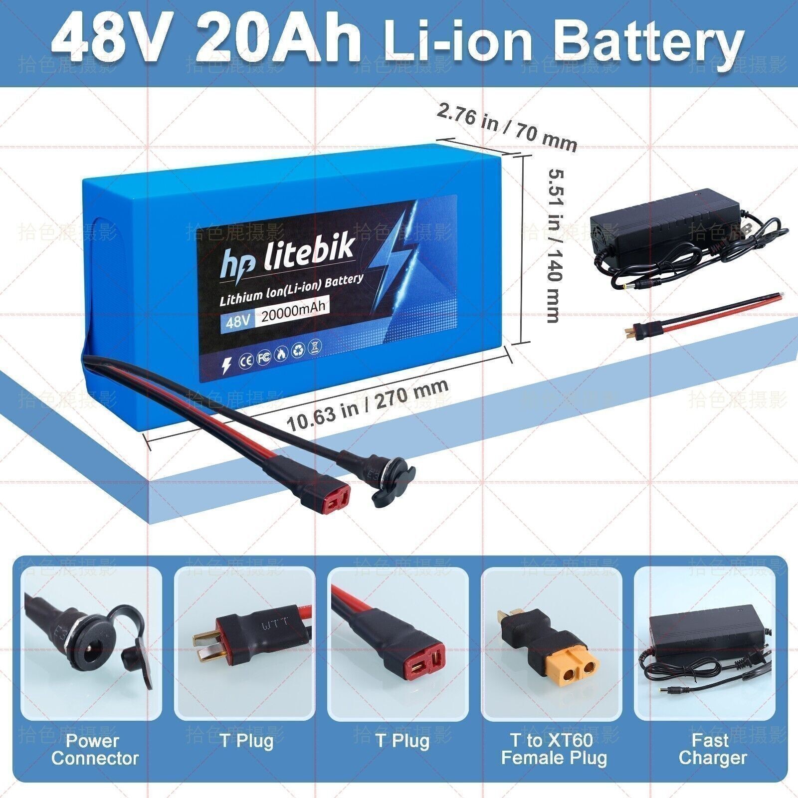 36V 48V Lithium li-ion ebike Battery For 0W~1500W Electric Bicycles Bike BMS