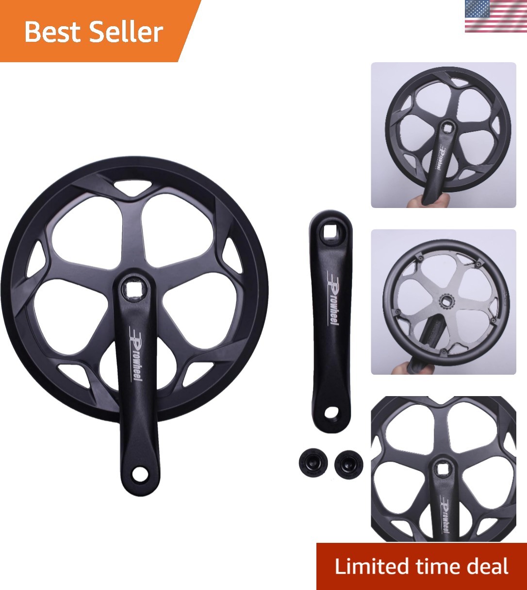 160MM Bike Crankset: 48T Steel Chainring & Dustproof Guard for MTB & City Bikes