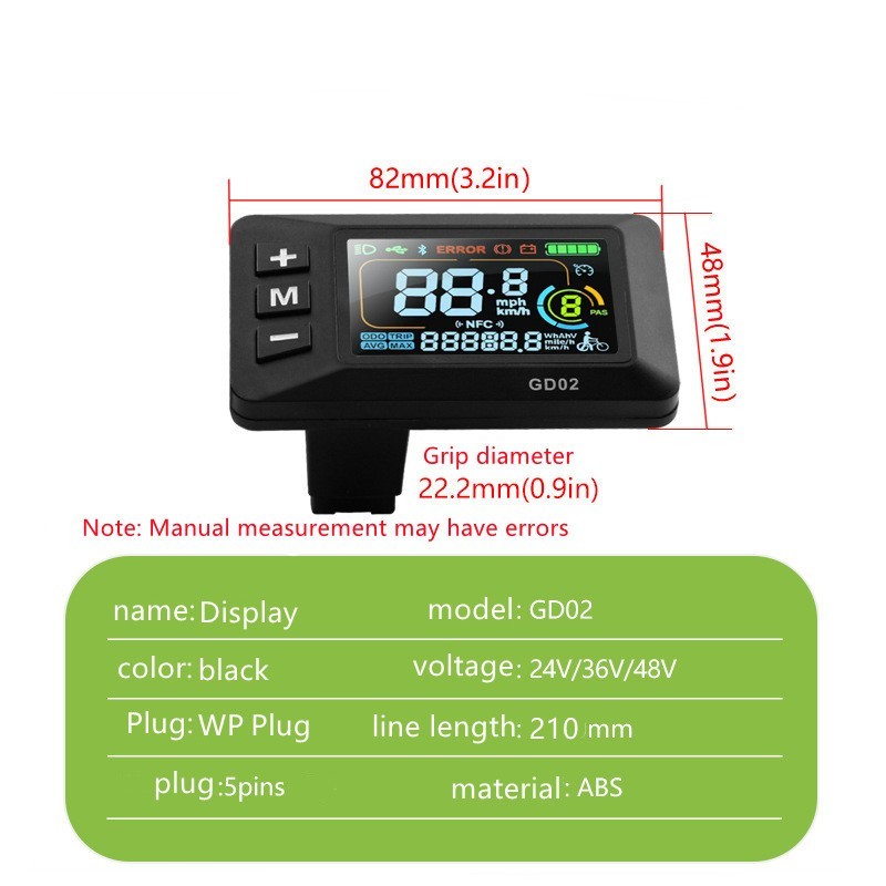 E-Bike Compatible GD02 Smart LCD Color Screen with User Friendly Design EBike