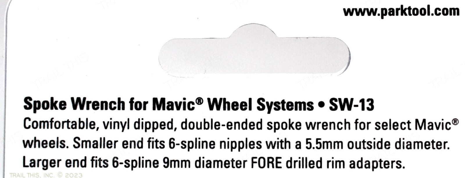 Park Tool SW-13 Bike Wheel Spoke Wrench for Mavic 6-Spline Nipples 5.5mm & 9.6mm