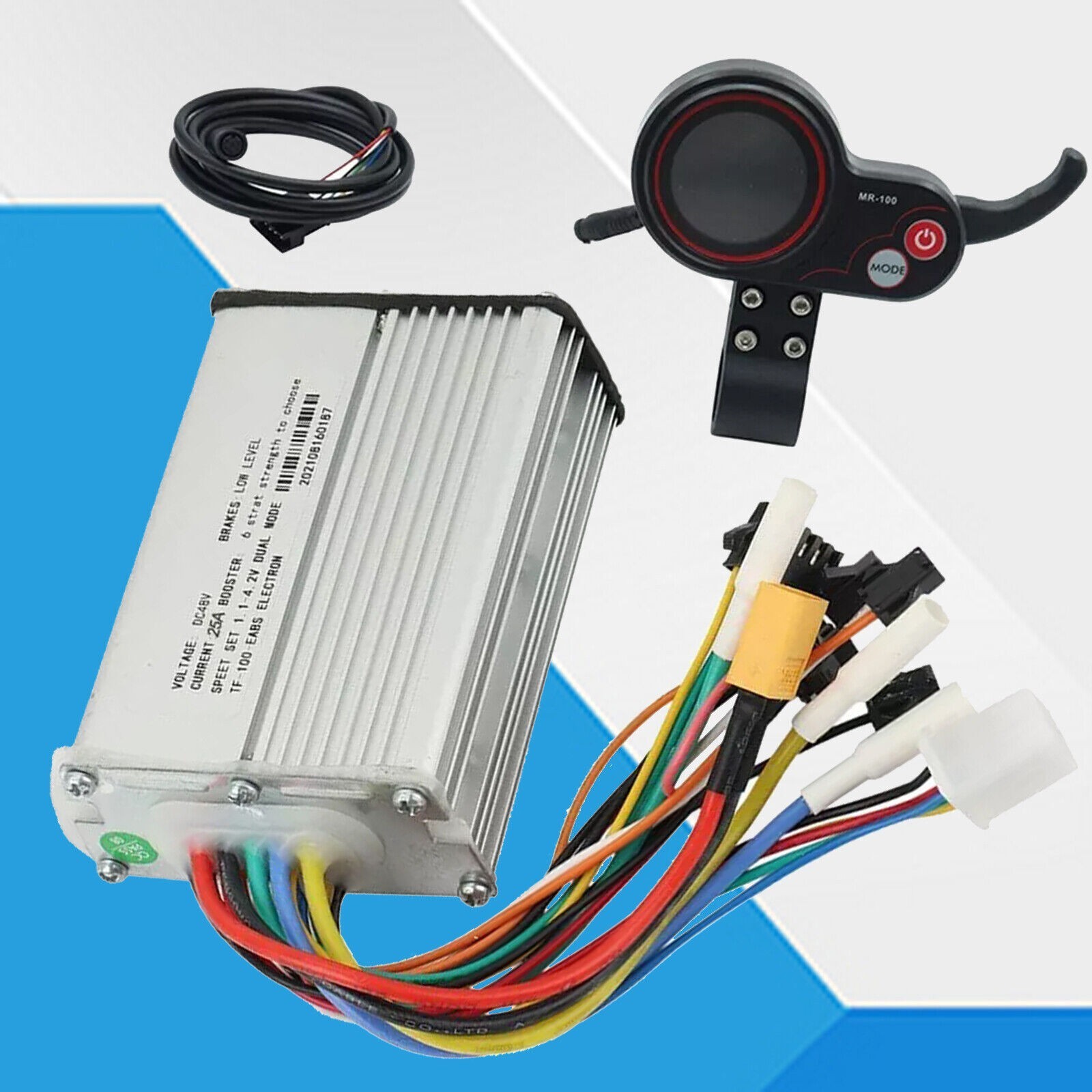 1200W 48V-25A Brushless Motor Controller & LCD Display + 6 Pin Cable For Scooter