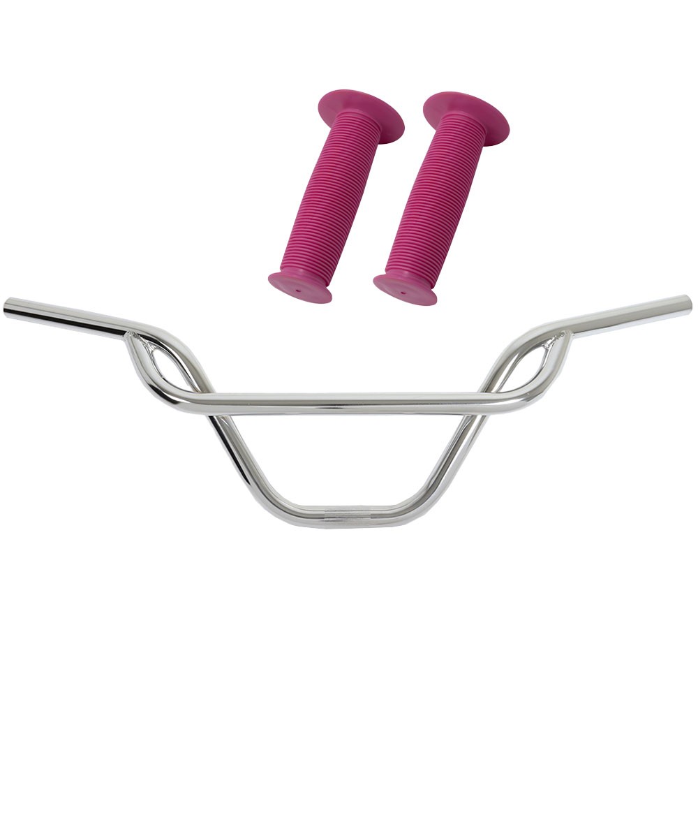 PRO+ 325 Chrome Handlebar & Pink Mushroom Grips
