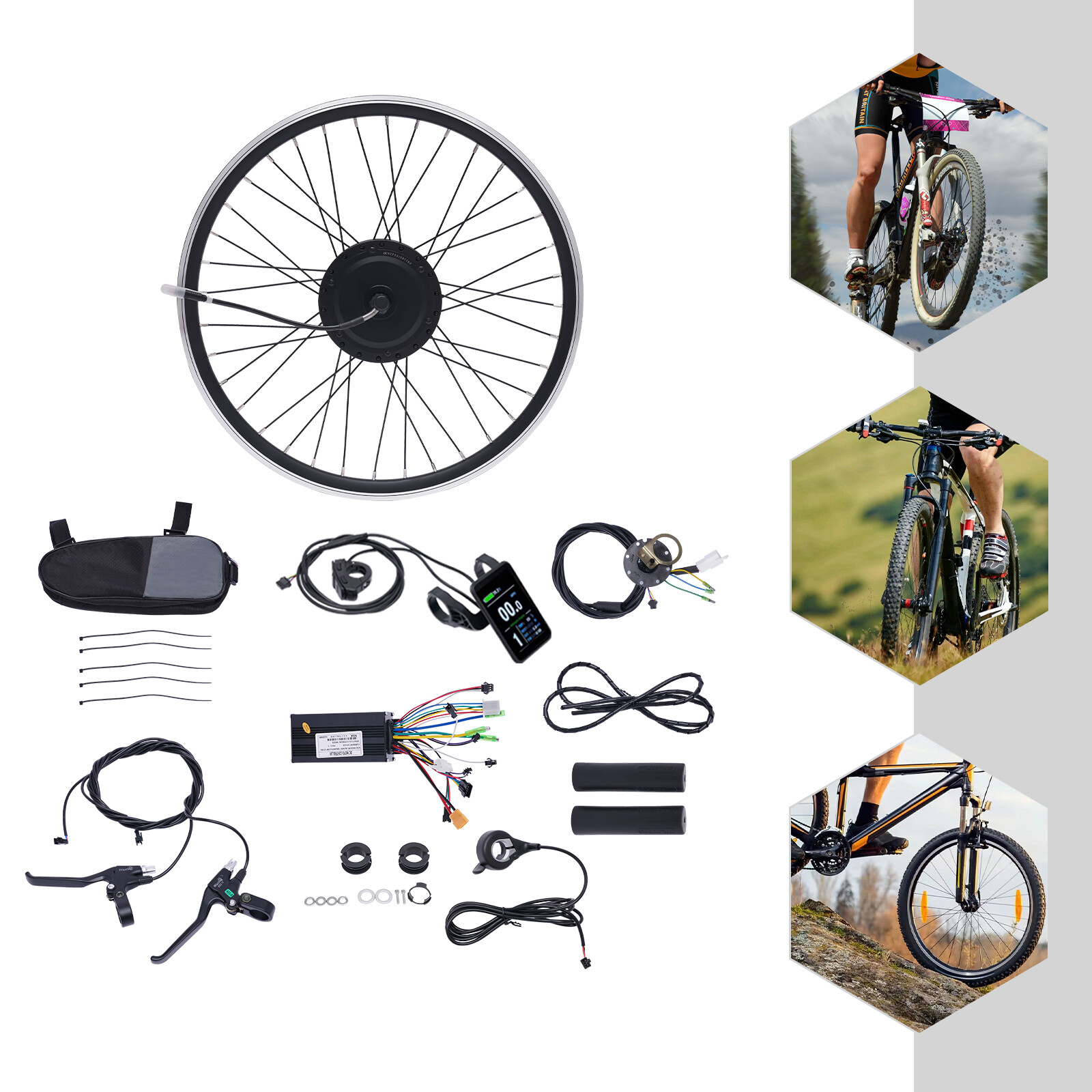 24 inch 36V 500W Electric Bicycle Wheel Motor Conversion Kit E Bike Cycling LCD
