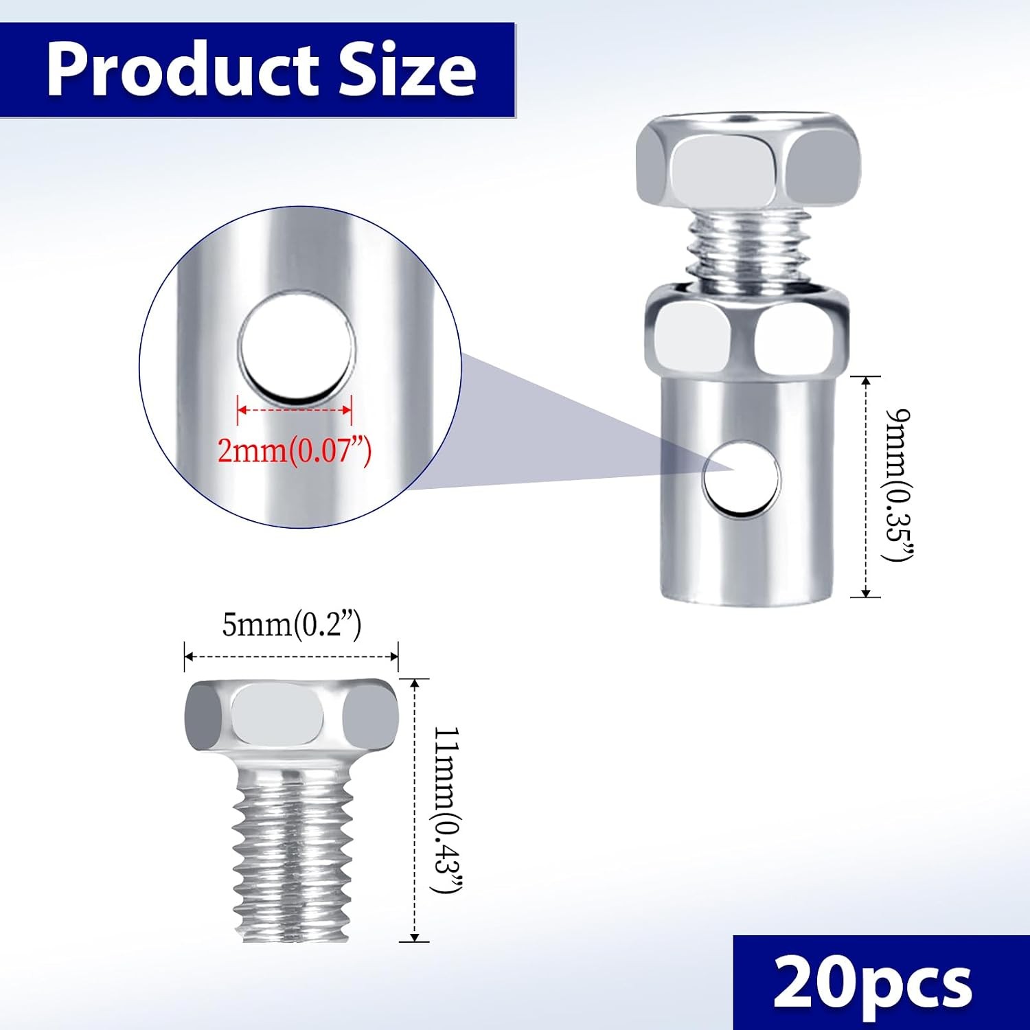 Universal Clutch Brake Throttle Cable Ends Stops 20 Pcs 1/8″ Brake Cable Crimp