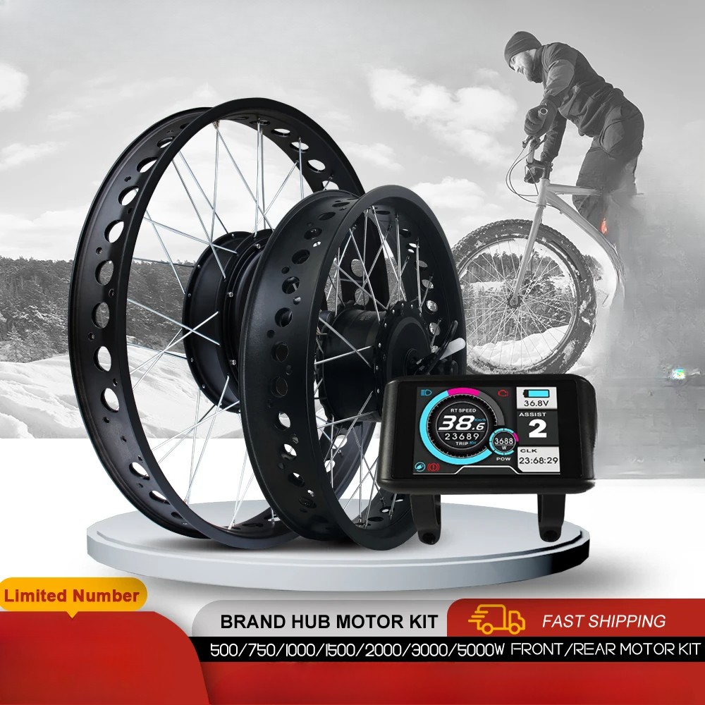Snow Electric Fat Bike 48V 72V 500W-5000W Front Rear Hub Motor Wheel 20 24 26in