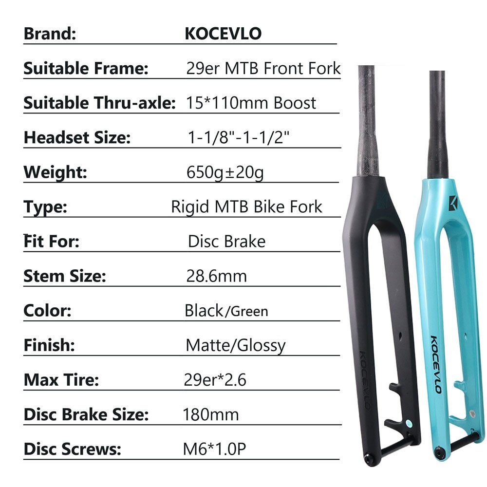 29er Carbon Downhill Bike Rigid Fork Boost Mountain Bike Thru Axle 110*15mm Fork