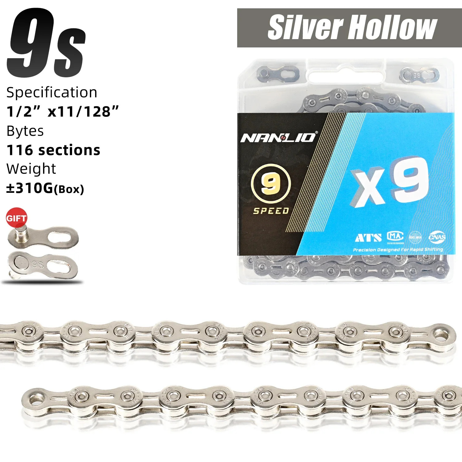 Nanlio X8 X9 X10 X11 X12 Speed Bike Chain 116/126L MTB Road Bicycle Chain