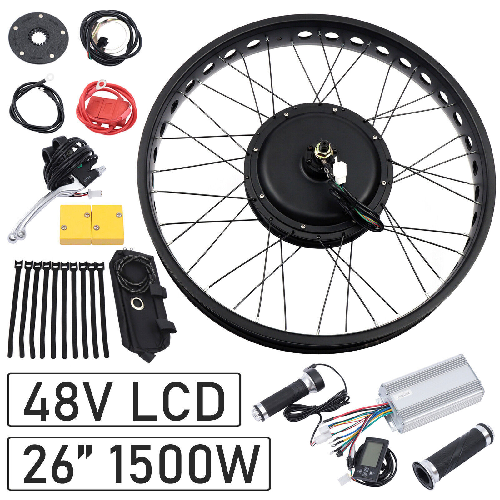 1500W 48V Fat Bike Convert Kit Regenerative Braking Electric Snow Beach Bicycle